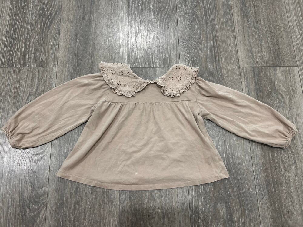 Zara Girls Embroidered Collar Shirt Size 3-4T